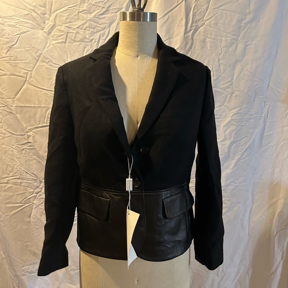 NWT Brooks Brothers sz4 unreleased wool/leather blazer - Picture 2 of 5